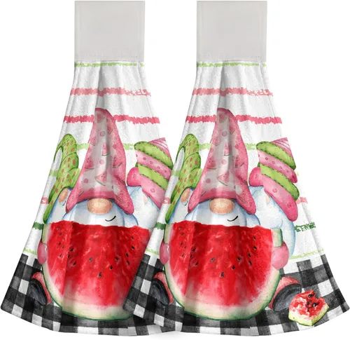 Vista 14 de Poppy Flower Hanging Hand Towels Set of 2,17x12 Inch Watercolor Chinoiserie Yellow Black Floral Soft Absorbent Dish Cloth Tie Towel for Kitchen