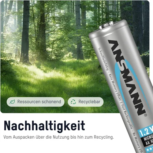 Vista 3 de ANSMANN maxE Baterías AA recargables de 2500 mAh de baja autodescarga NiMH AA batería precargada para control remoto, controlador, linterna, etc.