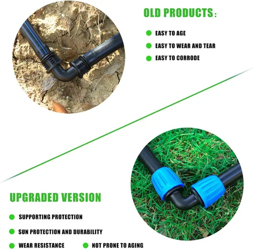 Vista 2 de 10 piezas de accesorios de riego por goteo de 90 grados con codo de 1/2 pulgada (1/2" ID x 0.640" DE), conectores de codo barbados de 90 grados