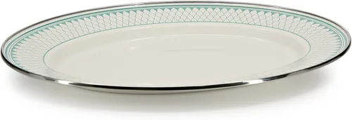 Vista 2 de Golden Rabbit Enamelware Oval Platter, 12 x 16in, Aegean Sevilla