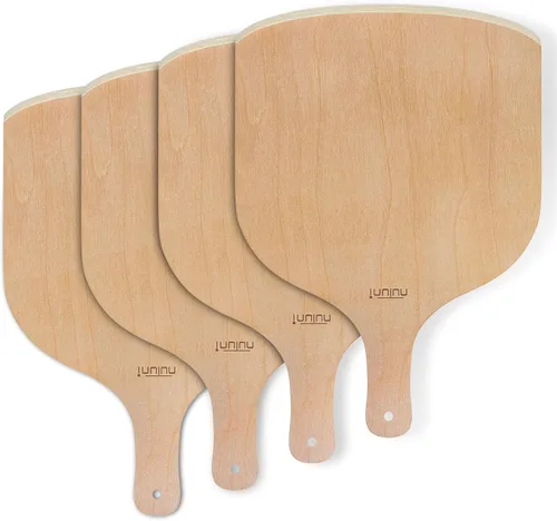 Vista 7 de Paquete de 2 cáscaras de madera para pizza, juego de paletas grandes de pizza de 12 pulgadas para horno, piedra, sartén o parrilla, espátula