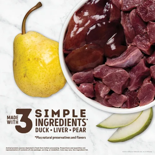 Vista 4 de ACANA Singles - Golosinas para perros sin granos, ingredientes limitados y liofilizadas con pato y pera, bolsa de 3.25oz
