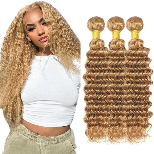 Vista 92 de 300g 1B27 Human Hair Bundles Honey Blonde Bundles Human Hair 10A Brazilian Virgin Remy Hair Extensions 8 10 12 Inch