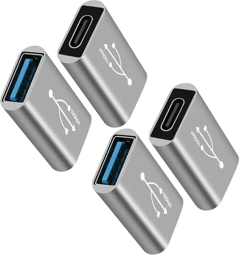 Vista 6 de Paquete de 2 adaptadores USB 3.0 a USB C 3.1, transferencia de datos de doble cara de 10 Gbps, bidireccional tipo C (hembra) a tipo A (hembra) sobre