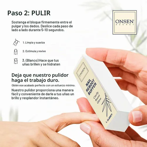Vista 5 de Onsen Secret Kit de cuidado de uñas, con suero para el cuidado de la cutícula, kit de pulidor de uñas japonés y brillo - fortalecimiento y brillo