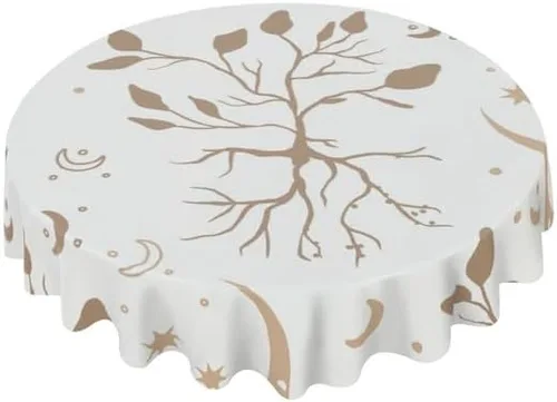 Vista 8 de Mantel redondo en blanco y negro con diseño de cheurón, lavable, resistente a las arrugas, para el hogar, cocina, comedor, picnic, campamento