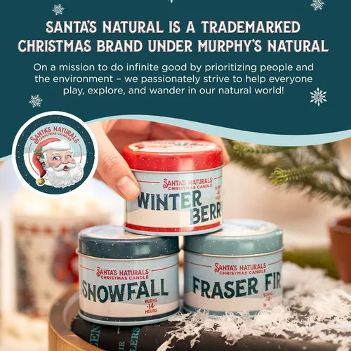 Vista 4 de Santa's Naturals Paquete de Velas Mini de Navidad, Abeto Fraser, Aromas de Bayas de Invierno y Caída de Nieve, Cera de Soja y Cera de Abeja, 14