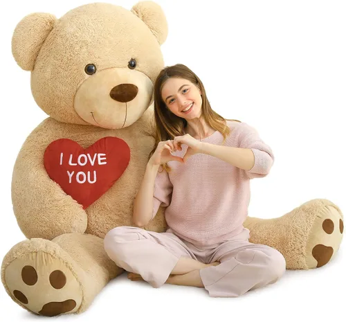 Vista 25 de MaoGoLan Oso de peluche gigante de 52" Oso de peluche - Te amo Corazón rojo Oso de peluche grande para regalo de San Valentín, aniversario, larga