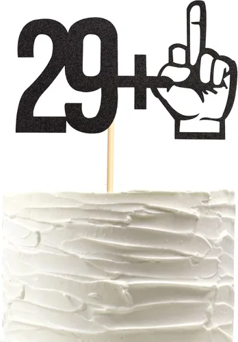 Vista 8 de Decoración para tartas con purpurina negra con dedo medio 15+1, decoraciones para fiesta de cumpleaños de 16 años, suministros divertidos