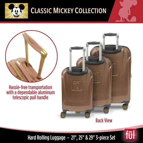 Vista 3 de FUL Disney Mickey Mouse - Maleta rígida con ruedas giratorias Oro Rosa Disney Mickey Mouse - Maleta rígida con ruedas giratorias
