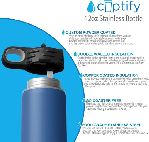 Vista 27 de Cuptify Botella de agua para niños personalizada con nombre en botella de agua aislada con anillo brillante verde de 12 onzas Verde brillante