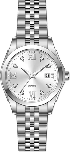 Vista 7 de Reloj de pulsera para mujer, reloj de cuarzo de acero inoxidable, luminoso, impermeable, reloj de negocios para mujer