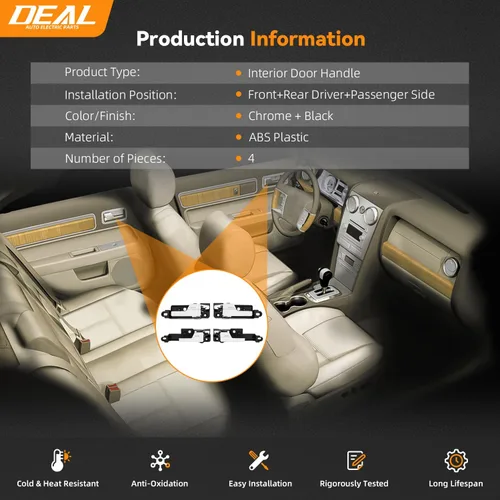 Vista 4 de Deal Kit de manijas de puerta interior, 4 piezas delantera+trasera izquierda+lado derecho, compatible con Ford Fusion 06-11 06-11 Mercury Milan 06