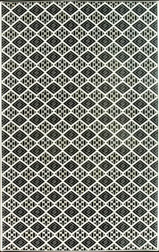 Vista 4 de Mad Mats® Alfombra geométrica para exteriores, tapete de plástico reversible (4 x 6 pies, tejido de cesta, piedra blanca)