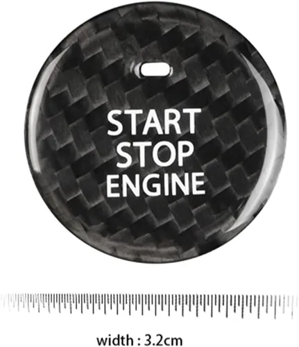 Vista 7 de Etiqueta engomada del interruptor de arranque de encendido negro para Mazda 3 Axela CX-30 EV Start Stop Motor Botón Cubierta de carbono genuino
