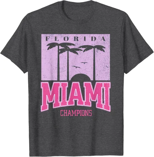 Vista 26 de MIAMI Beach Sunset Camiseta Florida Miami Palm Trees Camiseta Camiseta, Negro