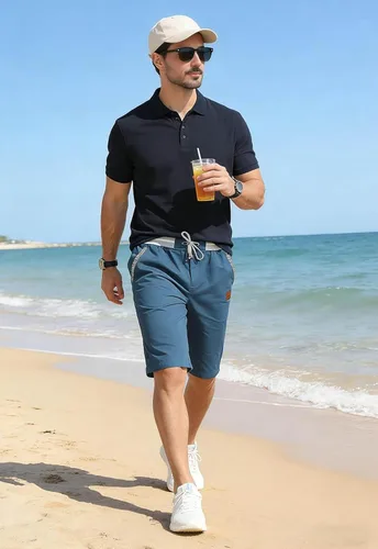 Vista 35 de JustSun Pantalones cortos para hombre, estilo casual, de algodón, con cintura elástica y bolsillos Negro