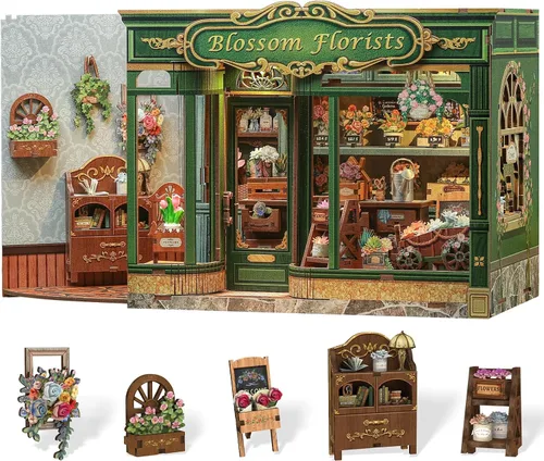 Vista 14 de Kit de rincón de libros Cutefun - Kit de casa de muñecas en miniatura de bricolaje para adultos y adolescentes, kit de construcción de mini casa