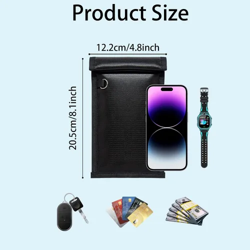 Vista 4 de yaokvide Bolsas Faraday para teléfonos y llaves de coche, protector de llavero Faraday ignífugo e impermeable, bolsa bloqueadora de señal antirrobo