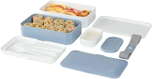 Vista 11 de Restaurantware -Bento Tek - Lonchera apilable de 40.5 onzas, 1 contenedor reutilizable para adultos – con utensilios, taza de salsa incluida, caja