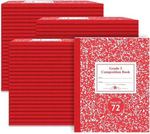 Vista 7 de Roaring Spring Libro de composición de productos de papel, grado 3 rayado, 50 hojas, 9-3/4 x 7-3/4 pulgadas, rojo (ROA77922)