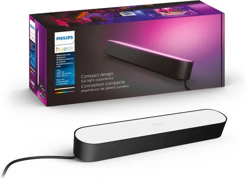 Vista 3 de Philips Hue Kit base de barra de luz inteligente Smart Play, Negro - Luz LED de cambio de color blanco y ambiente - Paquete de 2 - Requiere puente