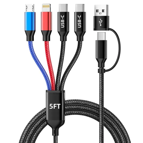 Vista 17 de Cable de carga múltiple para múltiples dispositivos con 2 puertos USB-C/IP Púrpura