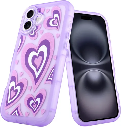Vista 8 de AIGOMARA Funda para iPhone 16 Pro Max con bonito patrón de corazón, ajuste delgado, suave, flexible, a prueba de golpes, TPU para mujeres y niñas