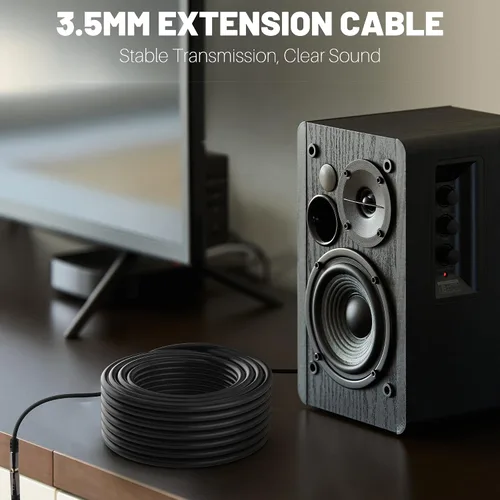 Vista 4 de Cable de extensión de 3.5 mm 1.2 m (paquete de 2), cable de audio auxiliar estéreo de macho a hembra, cable de extensión de auriculares, sonido