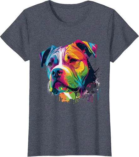 Vista 107 de Colorful American Bulldog American Bully Men Women T-Shirt Asphalt Grey