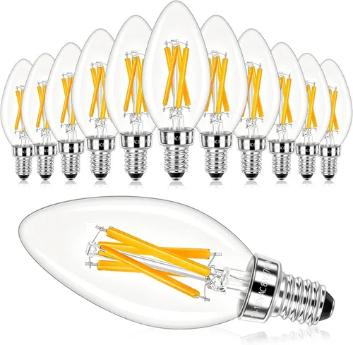 Vista 24 de Bombillas LED E12 para candelabros equivalentes a 40 vatios, bombillas vintage de 4 W regulables, bombilla ámbar blanco cálido de 350 lúmenes de luz