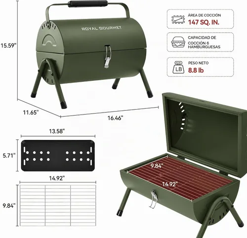 Vista 10 de CC1015L Parrilla de Carbón Portátil Verde Oliva