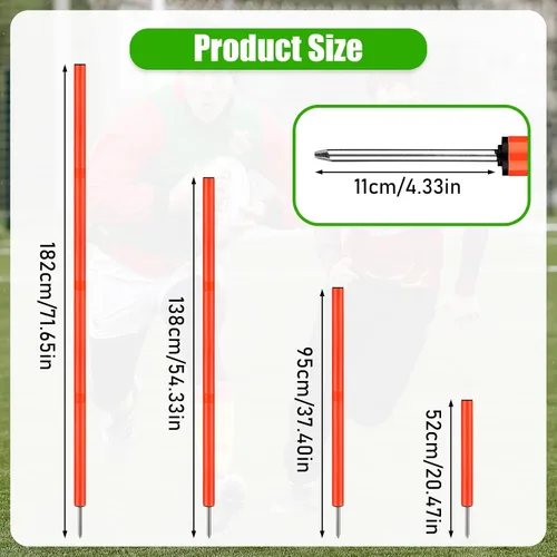 Vista 2 de TOBWOLF 6PCS 6FT Adjustable Soccer Agility Training Poles For Speed & Agility Training, Detachable Sports Training Speed Sticks, Slalom Pole Set