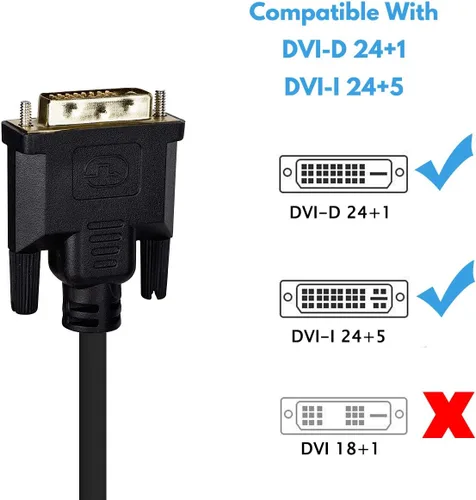 Vista 2 de Cable DVI a VGA, DVI-D 24+1 a VGA de 3.3 pies, cable macho a macho, chapado en oro para computadora, host de PC, laptop, tarjeta gráfica a HDTV
