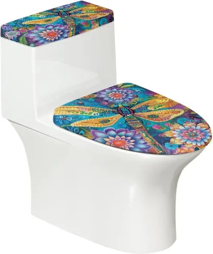 Vista 10 de Puprle - Funda para tapa de inodoro de mármol blanco, resistente a salpicaduras, con borde elástico, fundas suaves para inodoro de baño, se adapta a