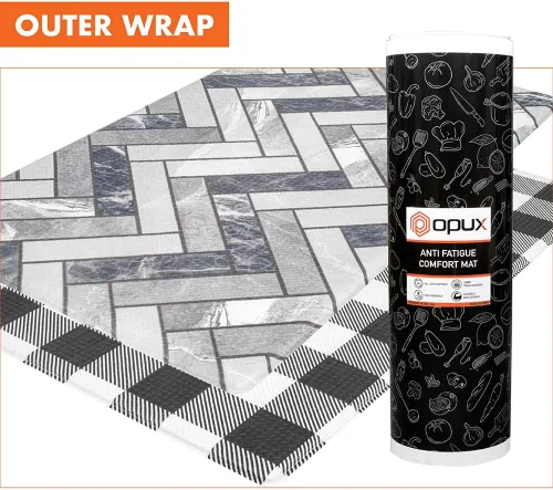 Vista 6 de OPUX - Tapete de cocina antifatiga, reversible, acolchado con espuma viscoelástica, alfombra de cocina, impermeable, antideslizante, cómoda
