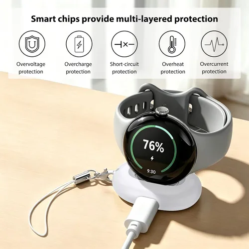 Vista 5 de Adaptador de cargador compatible con Google Pixel Watch 5/4, base de carga magnética de repuesto USB-C para Pixel Watch 5/4 de 1.614 in/1.772 in