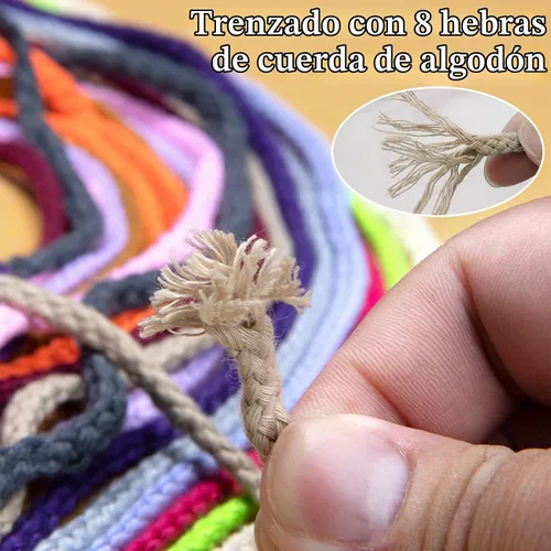 Vista 4 de JeogYong Cuerda trenzada de macramé de 0.197 in x 295 pies, cuerda de algodón trenzada natural de 8 hebras, cuerda de macramé de colores para colgar