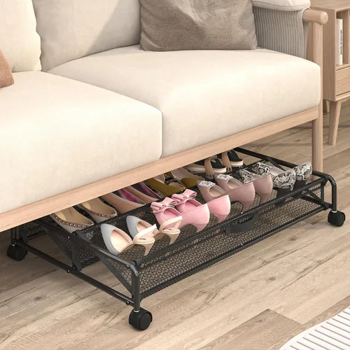Vista 2 de Organizador de almacenamiento de zapatos debajo de la cama, contenedores de almacenamiento rodantes con ruedas, organizador de zapatos debajo