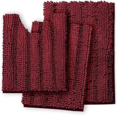 Vista 13 de Clara Clark Tapetes para baño de felpilla, tapetes de baño de felpa ultra suaves, lavables a máquina, con parte trasera antideslizante, 44 x 26 Negro