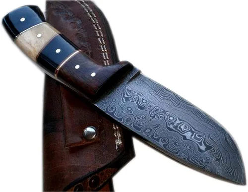 Vista 11 de Poshland BC-69 Cuchillo Skiner de Acero de Damasco Hecho a Mano de 5.50 Pulgadas Full Tang