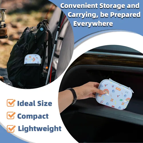 Vista 4 de Pequeño kit de primeros auxilios para el hogar, automóvil, viajes, campamento, senderismo, niños, mini kits portátiles de emergencia médica que cabe