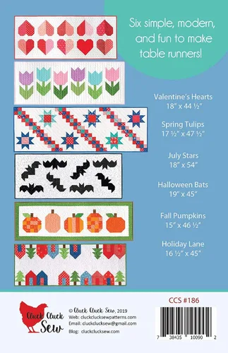 Vista 2 de Cluck Cluck Sew Patrón moderno de caminos de mesa navideños