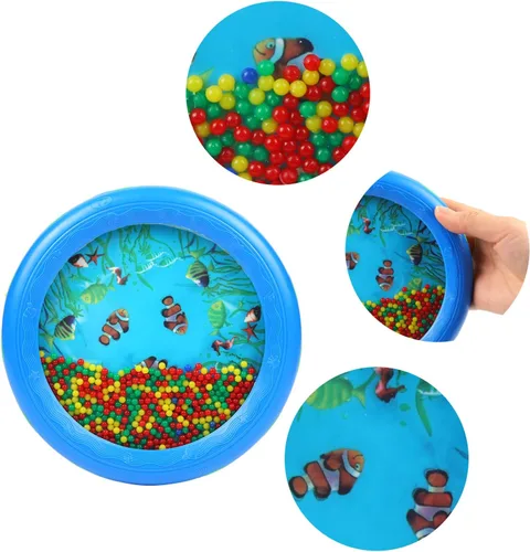 Vista 3 de Musfunny Tambor de Olas de Mar con Cuentas. Instrumento Musical con Suaves Sonidos del Mar. Juguetes Educativos de Música para Niños, Niñas y Bebés