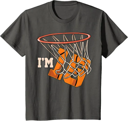 Vista 47 de Camiseta número 15 con temática de baloncesto para fiesta de cumpleaños, Negro, S