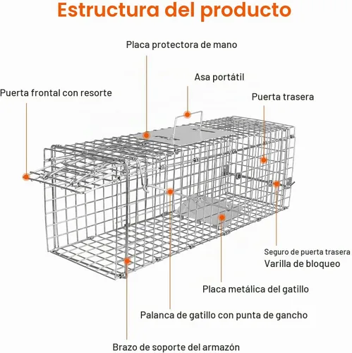 Vista 3 de Trampa de animales vivos plegable jaula humana trampa atrapa