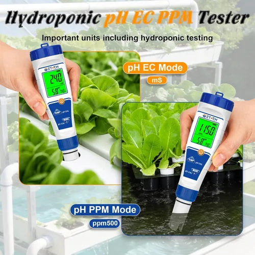Vista 4 de Probador digital de sal de cloro para piscina, medidor de salinidad de pH para agua de piscina, probador de pH de cloro salino, probador de pH 7