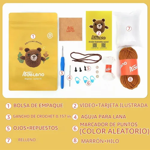 Vista 3 de Adeleno Kit de ganchillo para principiantes, kit de inicio de ganchillo con video tutorial paso a paso, kits de ganchillo para principiantes