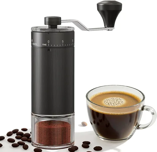 Vista 9 de Mini molinillo de café manual con 40 configuraciones ajustables, molinillo de granos de café portátil de mano con capacidad de 30g, molinillo