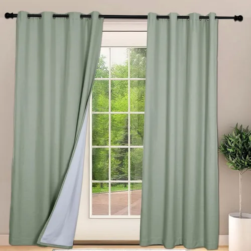 Vista 41 de Frelement Cortinas opacas extralargas de 108 pulgadas de largo, para sala de estar, cortinas de lino con bloqueo de luz, cortinas con aislamiento